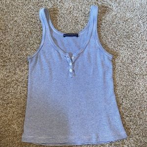 blue and white striped tank top